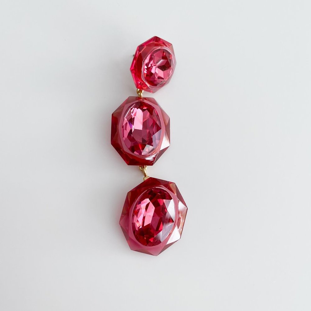 J. Crew Sparkly Drop Earrings (Fuschia) - Picture 4 of 5